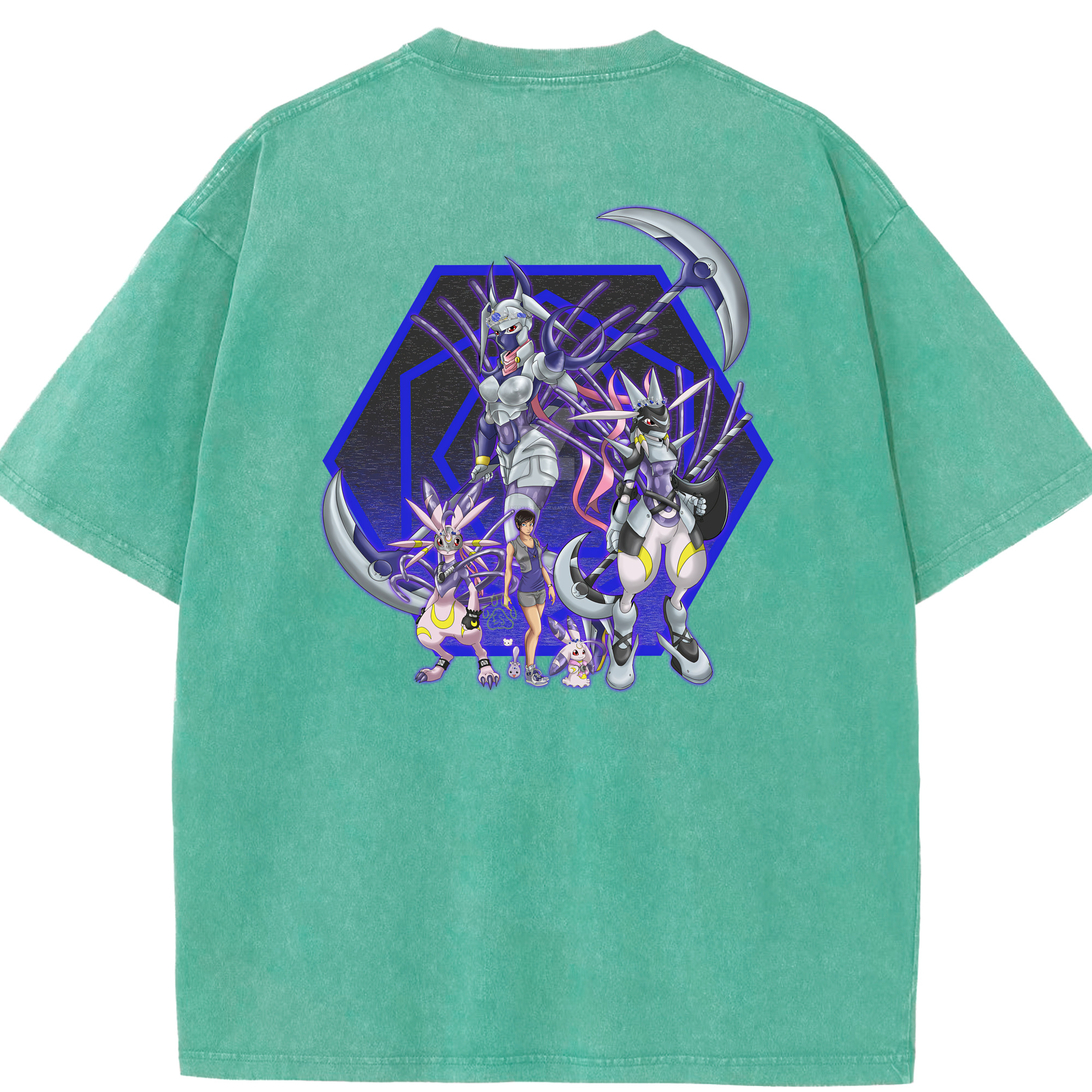（画像用） Digimon デジタルモンスター/デジモン 綿100% ヴィンテージ風 半袖Tシャツ（背面プリント）